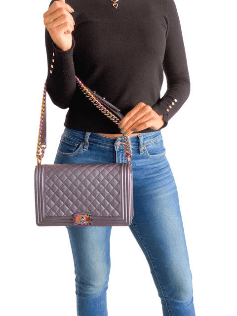 Cartera "Iridescent Goatskin Quilted Medium Boy Bag"