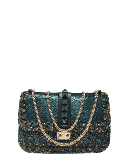 Cartera "Rockstud Lock Embellished Shoulder Bag"