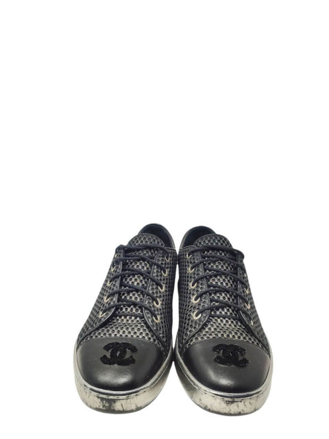 Tenis "Silver Mesh and Lambskin Leather Sneakers"