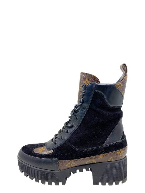 Botas "LV Monogram Suede Combat Boots"