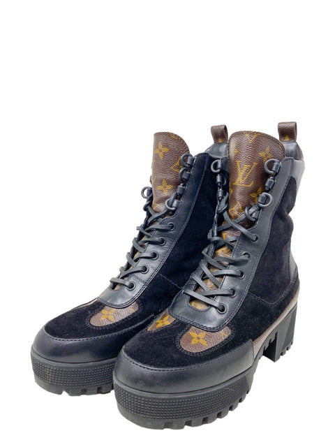 Botas "LV Monogram Suede Combat Boots"