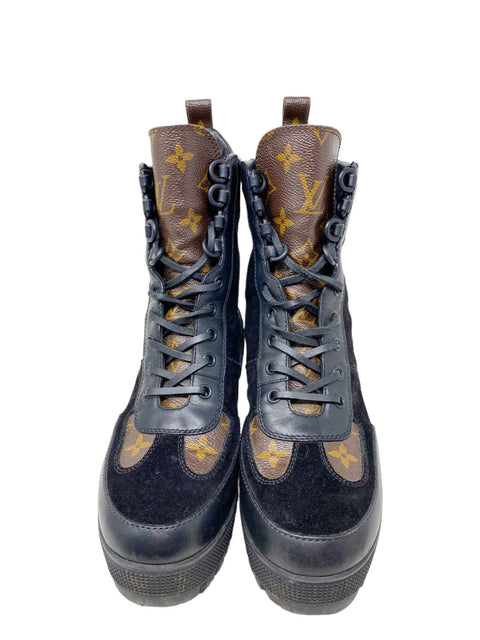 Botas "LV Monogram Suede Combat Boots"