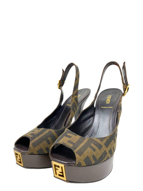 Sandalias "Tobacco Zucca Canvas Platform Slingback Sandals"