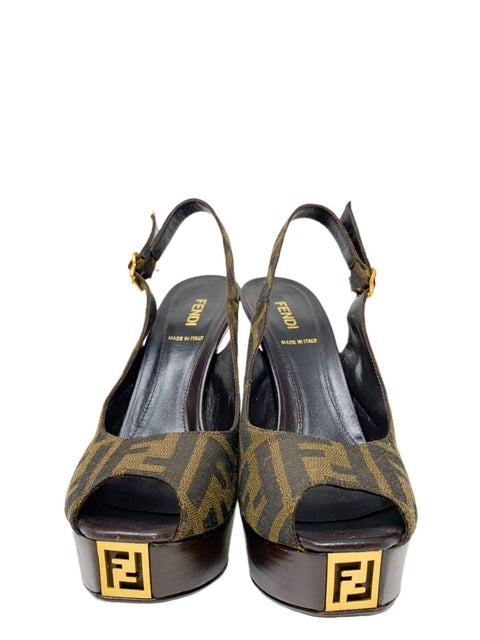 Sandalias "Tobacco Zucca Canvas Platform Slingback Sandals"