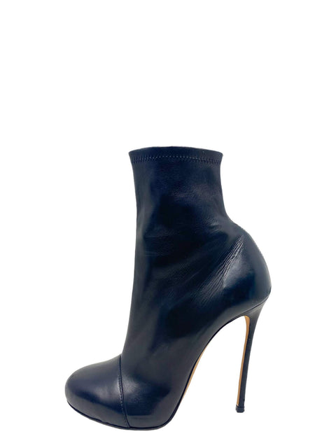 Botas "Black soft stretch leather ankle boots"