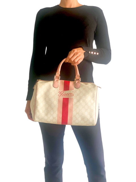 Bolso "Monogram medium web stripe joy boston pink"