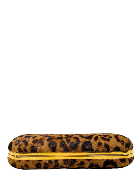 Bolso "Leopard-Print Calf Hair Knuckle-Duster Box Clutch Bag"