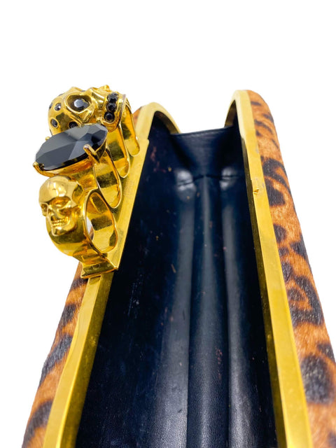 Bolso "Leopard-Print Calf Hair Knuckle-Duster Box Clutch Bag"