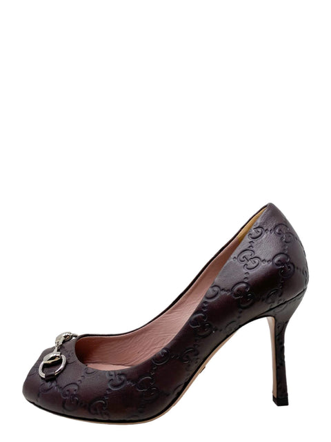Tacones "Guccissima Leather Horsebit Peep-Toe"