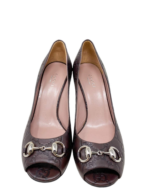 Tacones "Guccissima Leather Horsebit Peep-Toe"